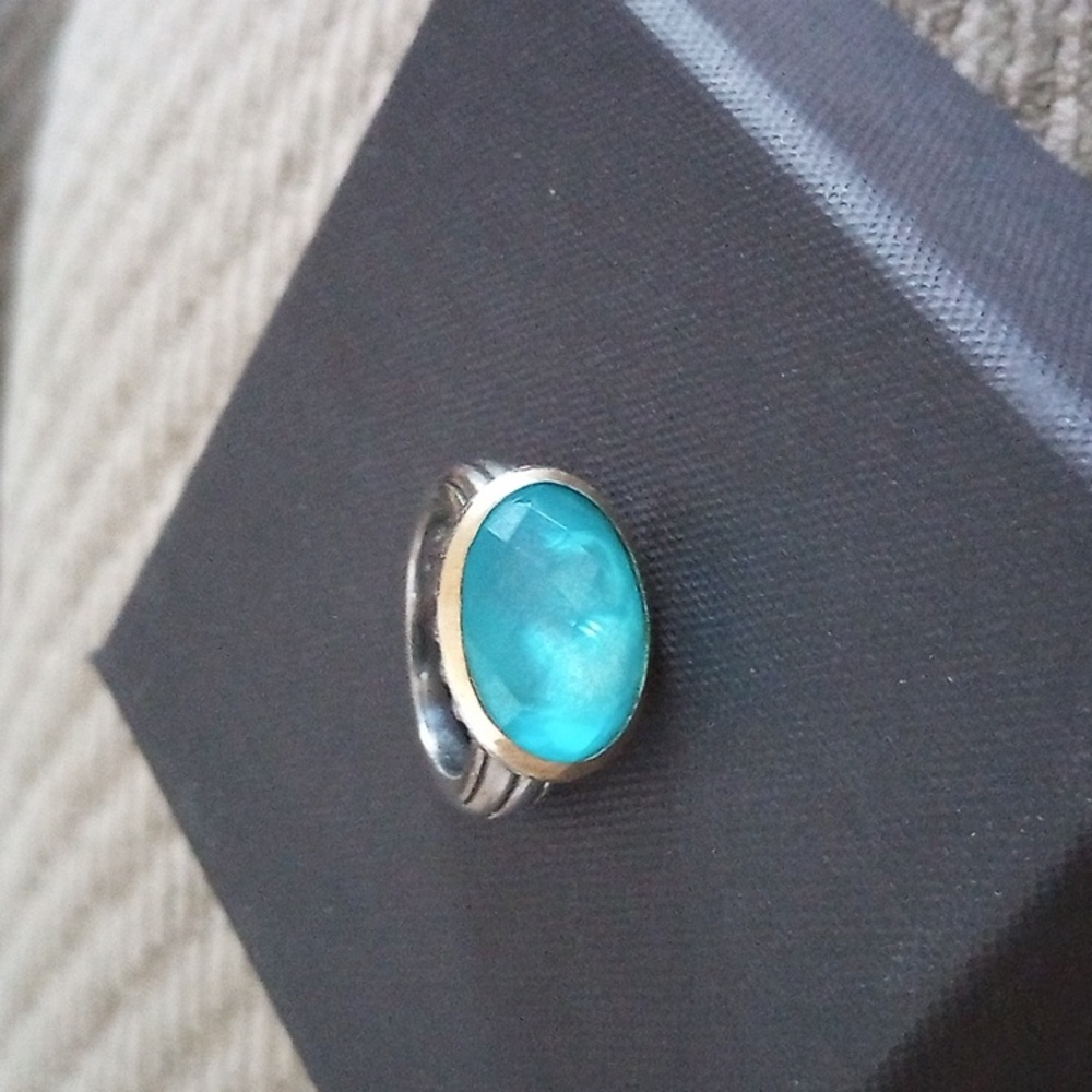 Silver blue topaz color Stone ring size 8